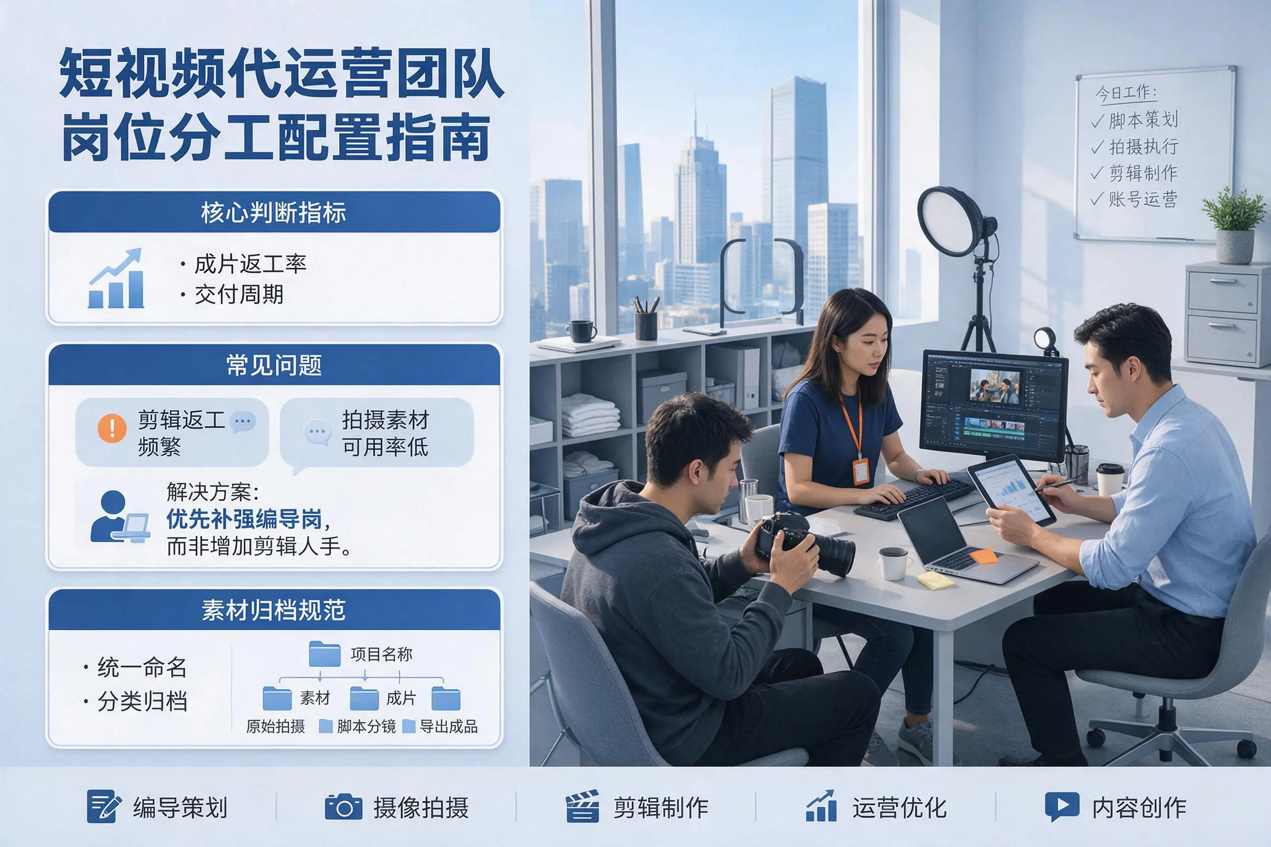 短视频代运营团队如何配置？上饶企业岗位分工科普说明